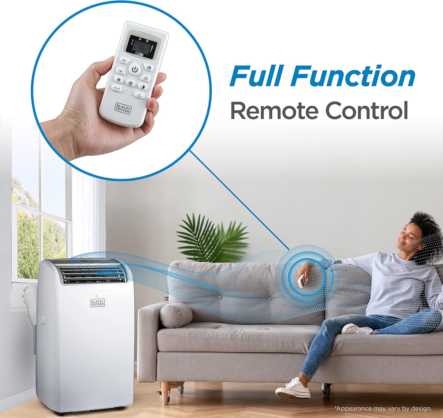 BLACK+DECKER 12,000 BTU Portable Air Conditioner up to 550 Sq.Ft. with Remote Control, White