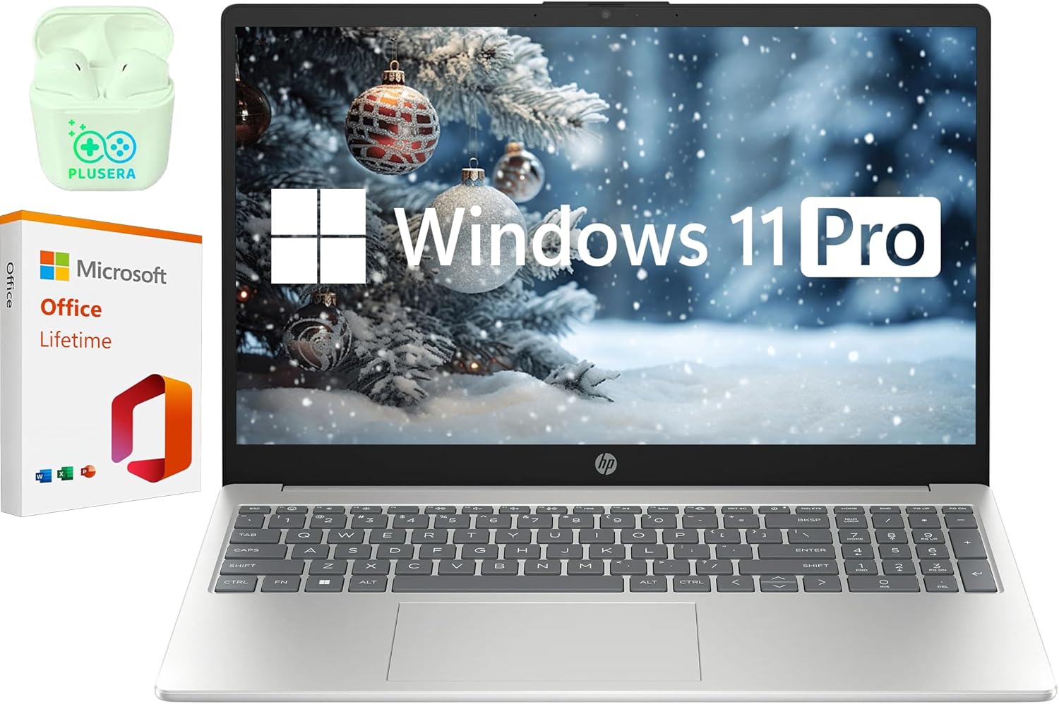 HP 15.6" FHD Business & Student Laptop Computer, 32GB RAM 1TB SSD, 10-Core Intel Core i5, Windows 11 Pro Laptop with Microsoft Office Lifetime Suite, PLUSERA Earphones, Silver