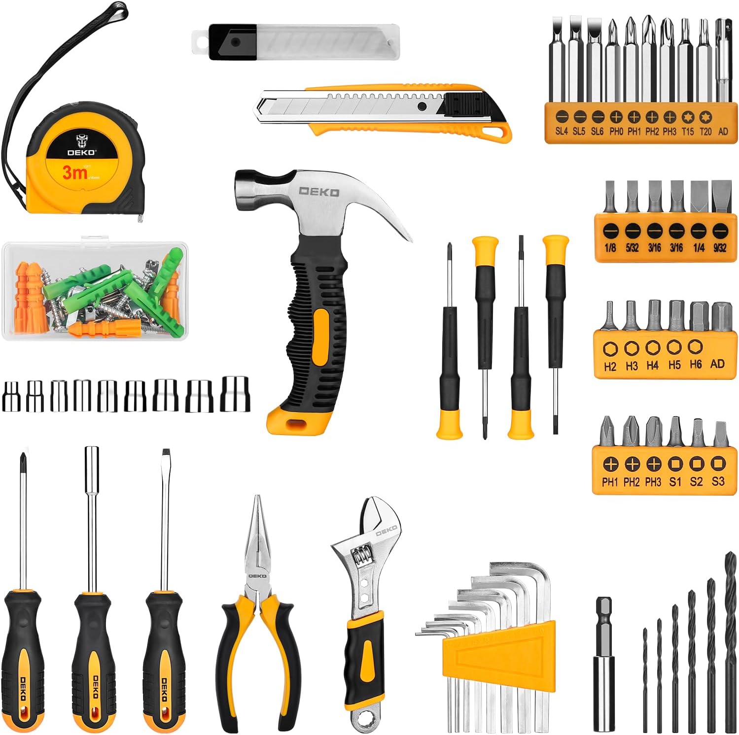 DEKOPRO Tool Set：Tool Kit with 8V Cordless Drill,Tool Box with Drill,Hand Drill Set for Men & Women,Home Tool Kits for House Repair,Handyman,DIY 126 Piece