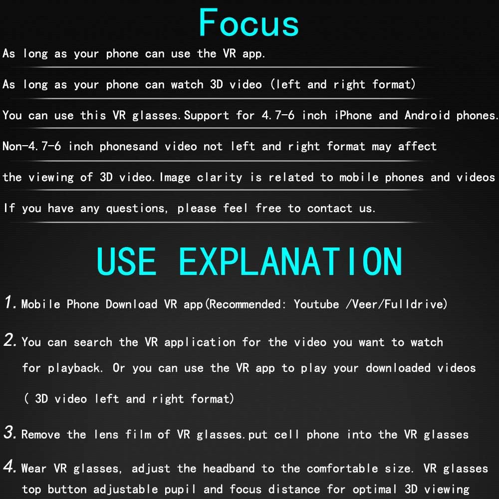 VR Headset for iPhone & Android Phone,3D VR Glasses for TV,Movies & Video Games,VR Headset with Remote Controller,Virtual Reality Headset for iPhone/Android Phone Compatible 4.7-6 inch
