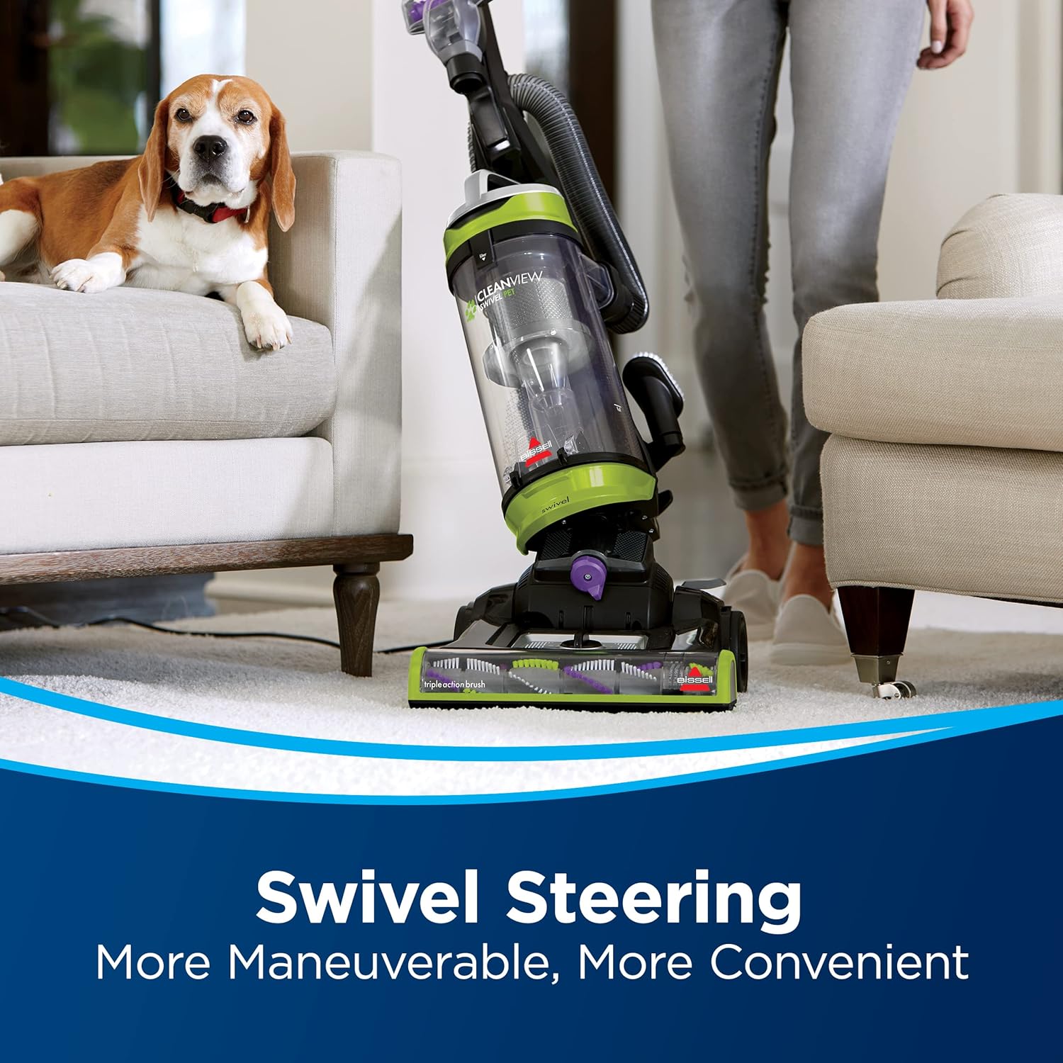 Bissell 2252 CleanView Swivel Upright Bagless Vacuum with Swivel Steering, Powerful Pet Hair Pick Up, Specialized Pet Tools, Large Capacity Dirt Tank, Easy Empty