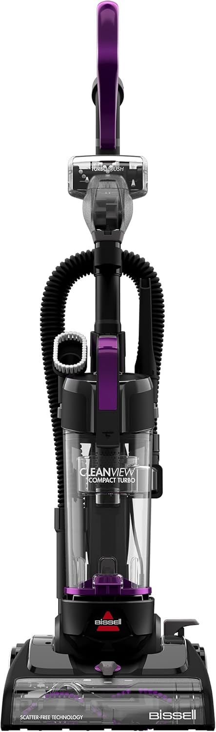 Bissell CleanView Compact Turbo Upright Vacuum with Quick Release Wand, Full Size Power, Compact Size for Apartments & Dorms, 3437F