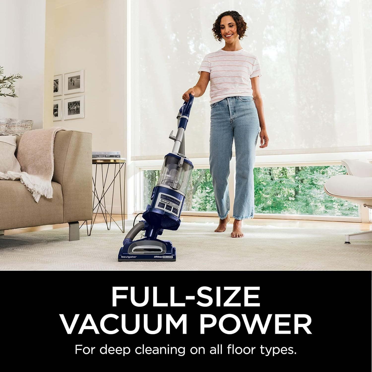 Shark Upright Vacuum, Navigator Lift-Away Deluxe with Large Dust Cup Capacity, HEPA Filter, Swivel Steering, Upholstery Tool & Crevice Tool, Blue, NV360