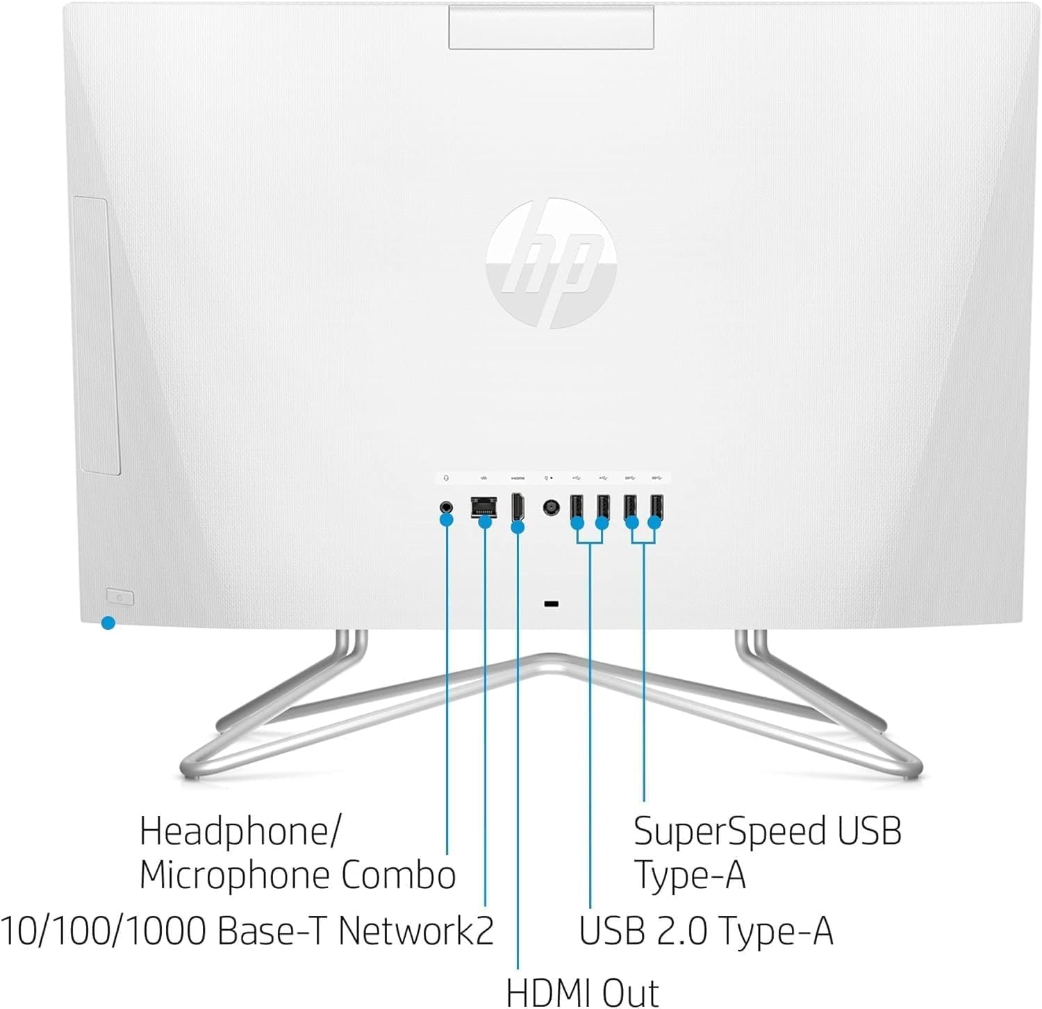 HP All-in-One Desktop Computer, 21.5" FHD Display, Intel Celeron J4025 Processor, 16GB RAM, 256GB SSD, Webcam, HDMI, RJ-45, Wired Keyboard&Mouse, Wi-Fi, Windows 11 Pro