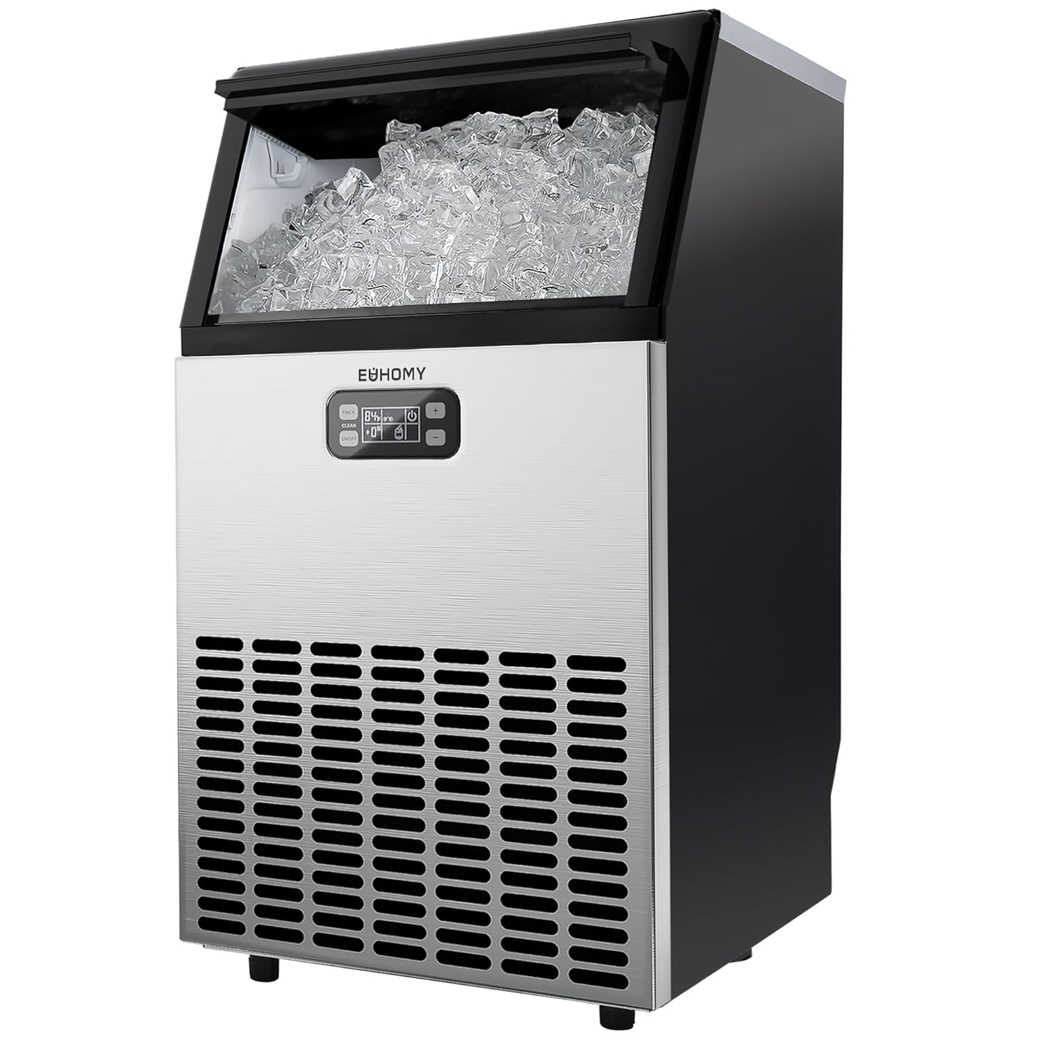 EUHOMY Commercial Ice Maker Machine, 100lbs/24H Stainless Steel Under Counter ice Machine with 33lbs Ice Storage Capacity, Freestanding Ice Maker.