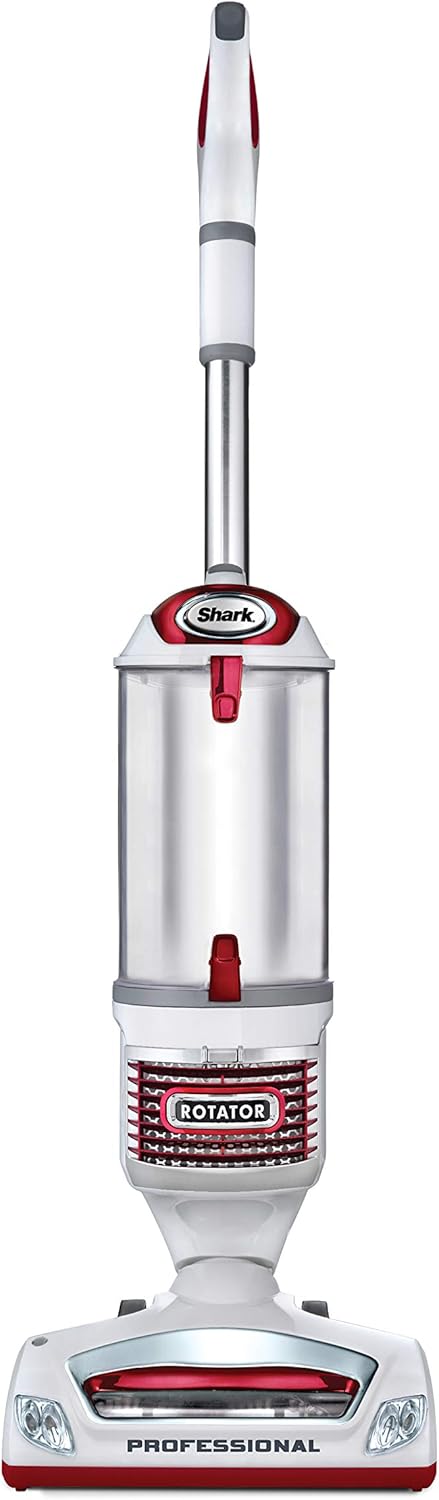 Shark NV501 Rotator Professional Lift-Away Upright Vacuum with HEPA Filter, Swivel Steering, LED Headlights, Wide Upholstery Tool, Dusting Brush & Crevice Tool, White/Red