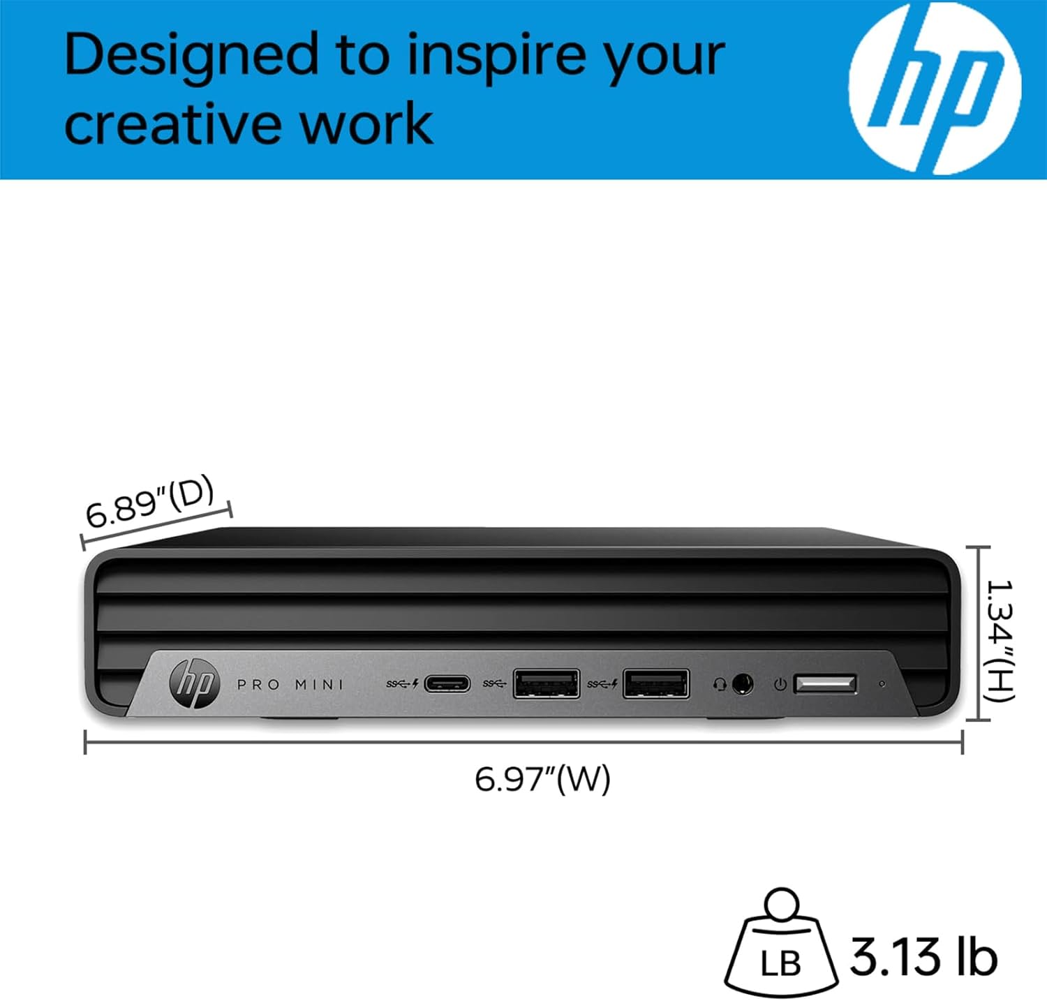 HP Pro 400 G9 Mini PC Desktop Computer, Intel CPU, 16GB DDR5 RAM, 256GB PCIe SSD, Triple 4K Display Support, USB-C, Ultra-Quiet Design, Bluetooth 5.2, WiFi 6, Keyboard and Mouse, Windows 11 Pro